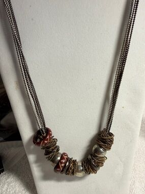 12” Multi-Strand (7) Statement Necklace with lots of rings!